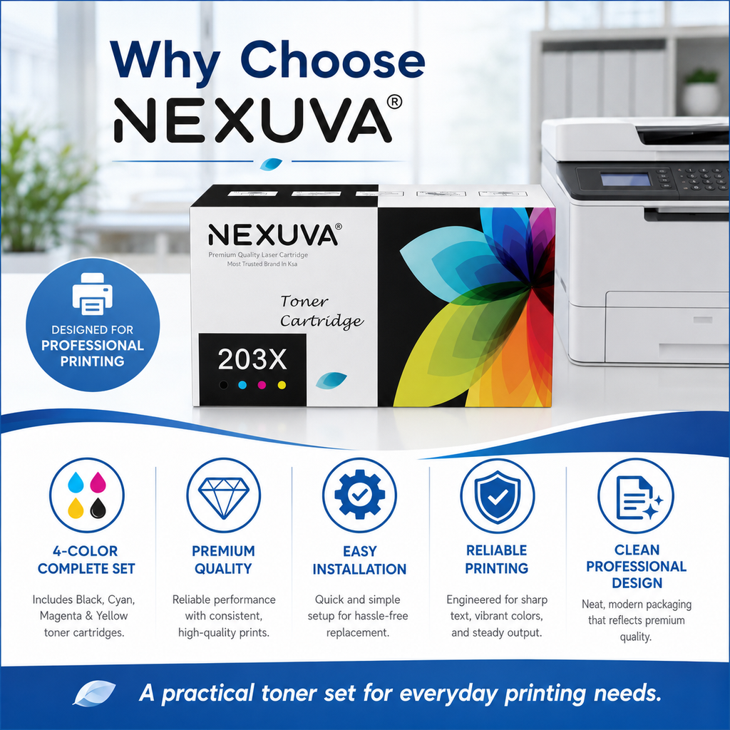 NEXUVA 203X Compatible Toner Cartridge 4-Pack Set - Black, Cyan, Magenta, Yellow