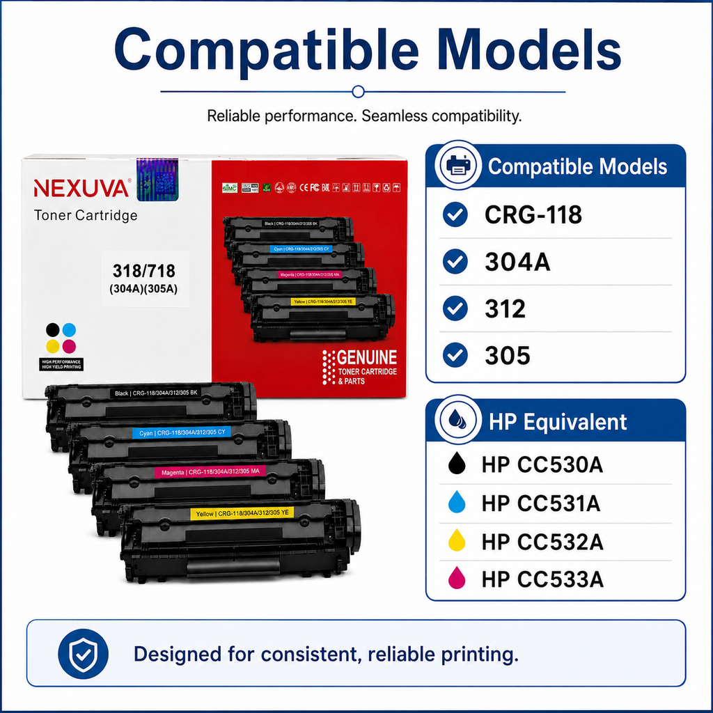 NEXUVA Compatible Canon CRG-718/118 Toner Cartridge 4-Pack Set