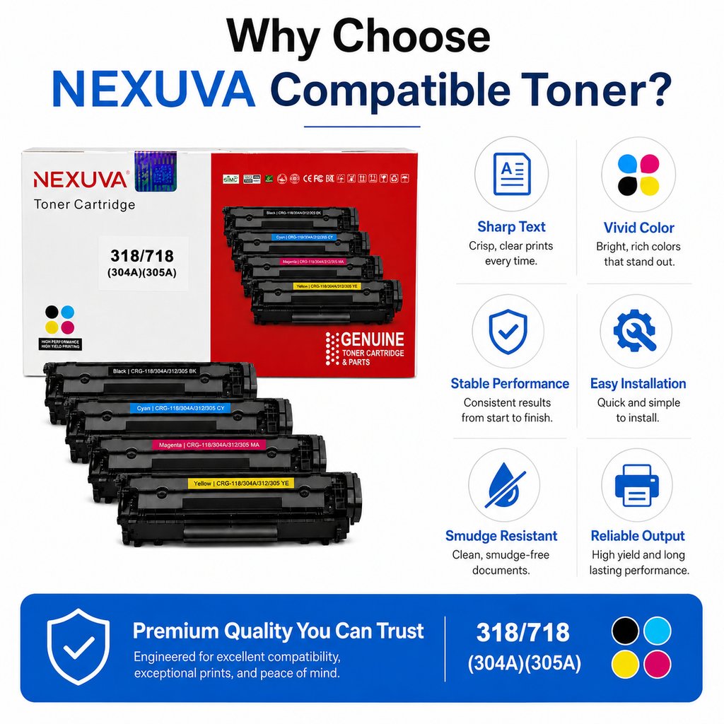 NEXUVA Compatible Canon CRG-718/118 Toner Cartridge 4-Pack Set