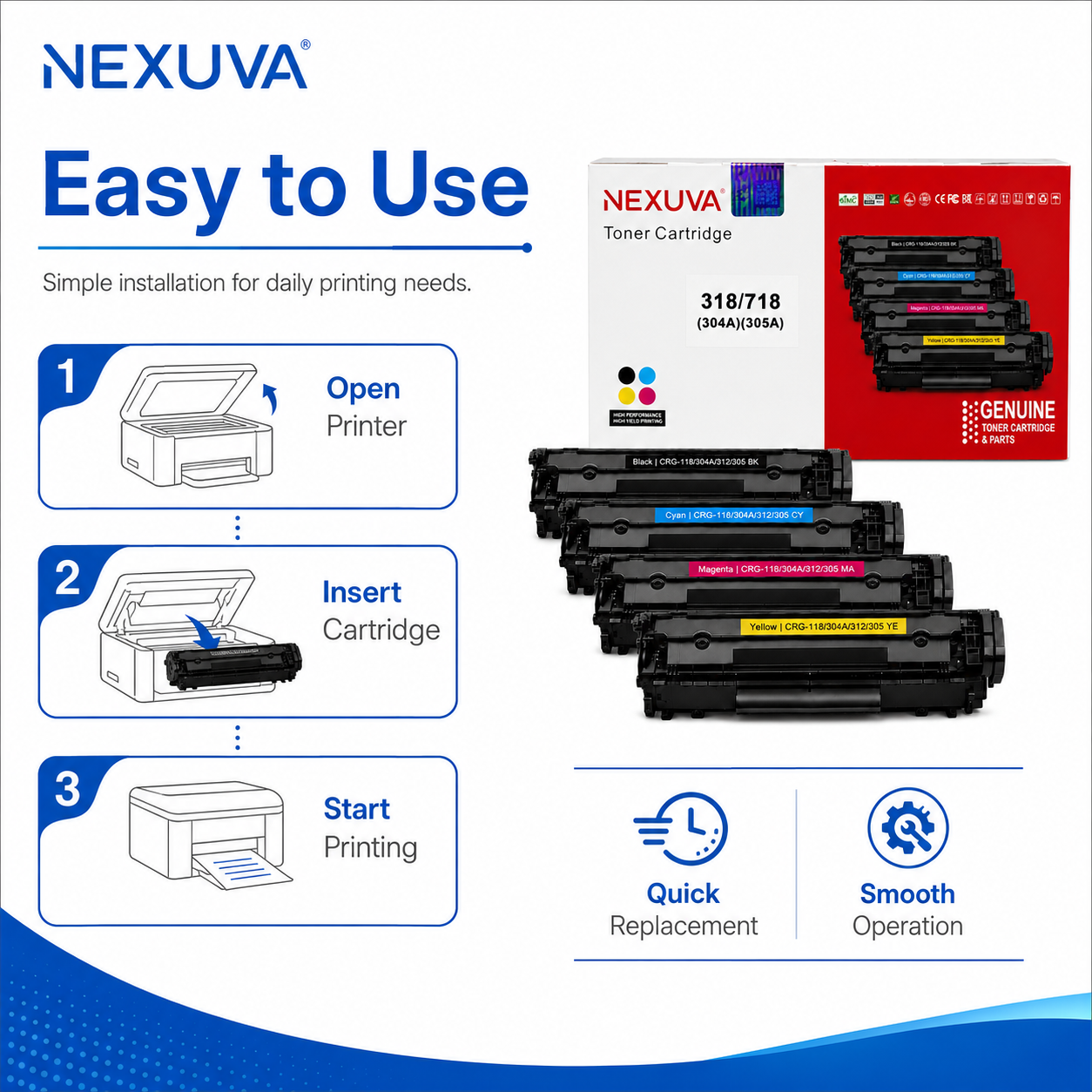 NEXUVA Compatible Canon CRG-718/118 Toner Cartridge 4-Pack Set