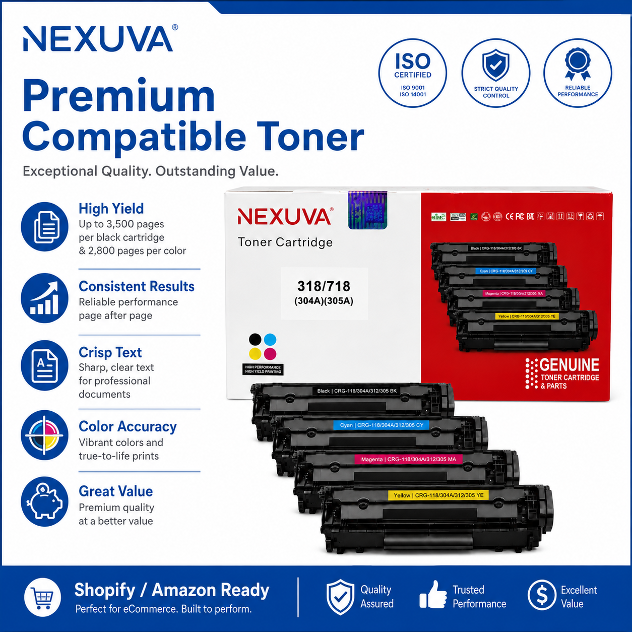NEXUVA Compatible Canon CRG-718/118 Toner Cartridge 4-Pack Set