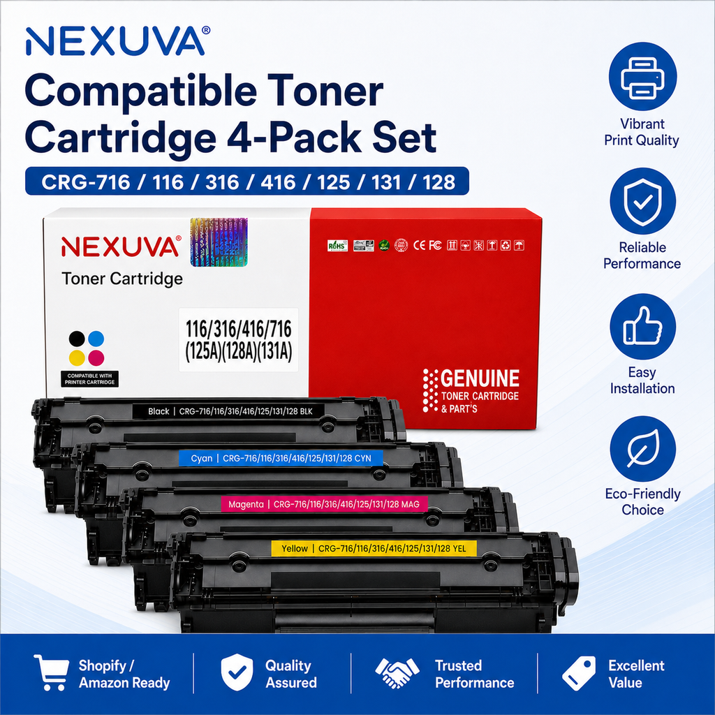 NEXUVA Compatible Canon CRG-716 / 116 / 316 / 416 Toner Cartridge 4-Pack Set