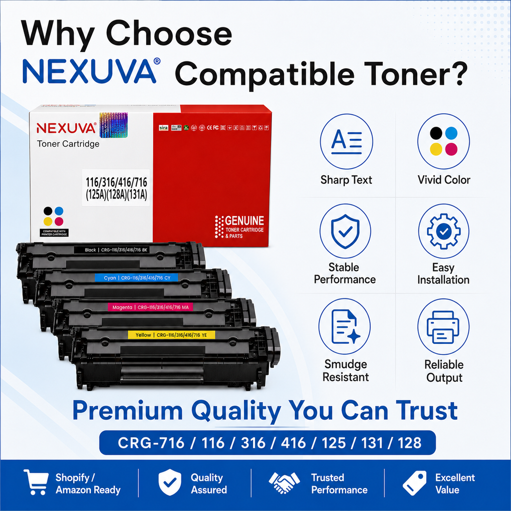 NEXUVA Compatible Canon CRG-716 / 116 / 316 / 416 Toner Cartridge 4-Pack Set