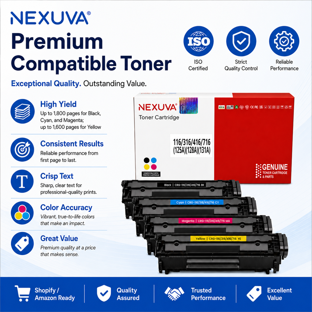 NEXUVA Compatible Canon CRG-716 / 116 / 316 / 416 Toner Cartridge 4-Pack Set